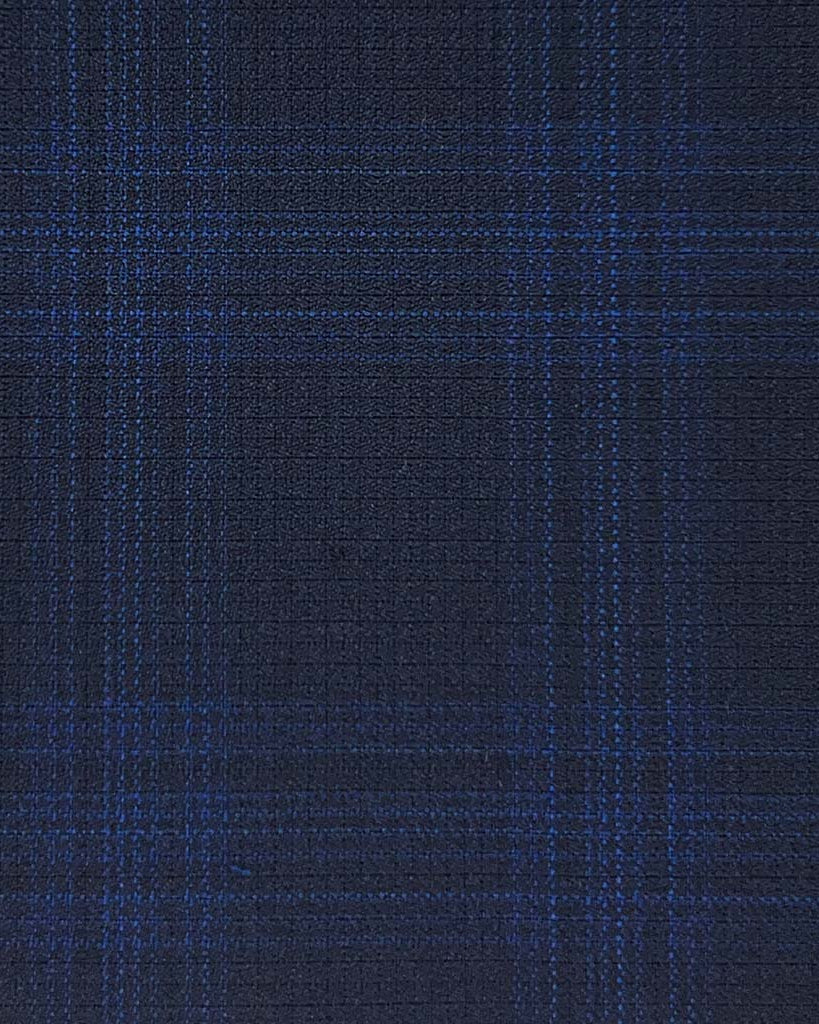 Lanifico Cerruti Nobility Super 150's Virgin Wool Westwood Hart Online Custom Hand Tailor Suits Sportcoats Trousers Waistcoats Overcoats Made To Measure Formalwear Tuxedo Midnight Blue Plaid
