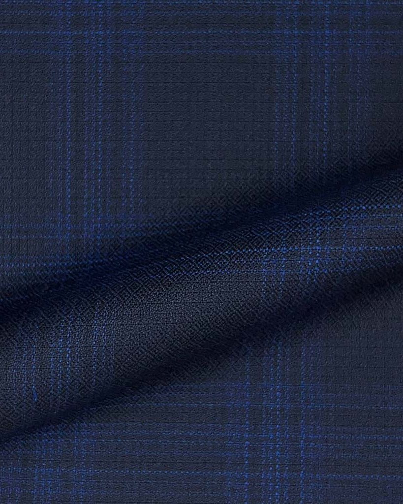 Lanifico Cerruti Nobility Super 150's Virgin Wool Westwood Hart Online Custom Hand Tailor Suits Sportcoats Trousers Waistcoats Overcoats Made To Measure Formalwear Tuxedo Midnight Blue Plaid