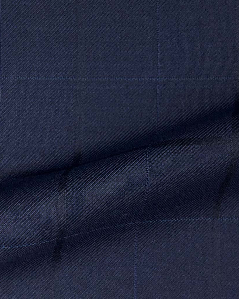 Lanifico Cerruti Nobility Super 150's Virgin Wool Westwood Hart Online Custom Hand Tailor Suits Sportcoats Trousers Waistcoats Overcoats Made To Measure Formalwear Tuxedo Navy Windowpane