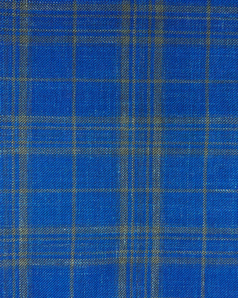 Westwood Hart Online Custom Hand Tailor Suits Sportcoats Trousers Waistcoats Overcoats Medium Blue With Yellow Grid Check