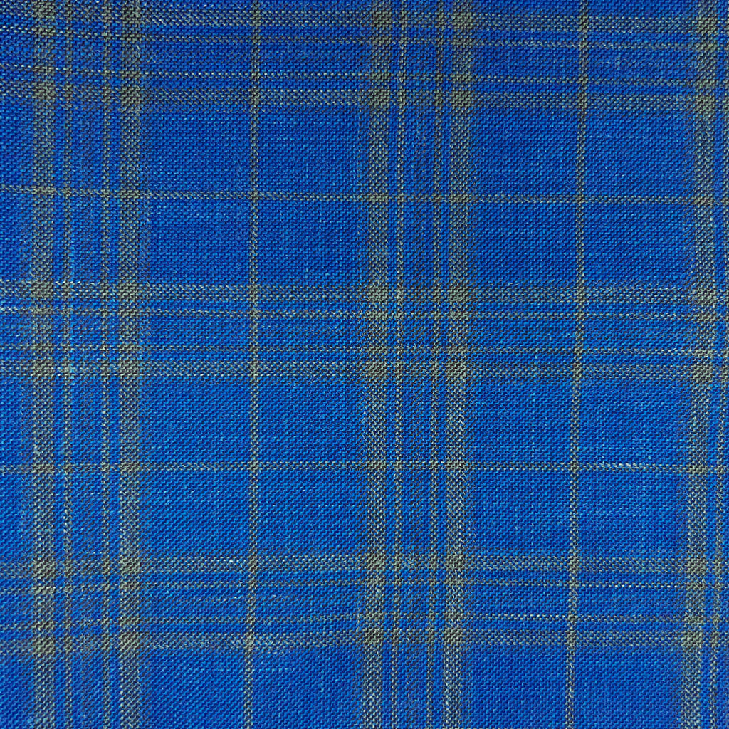 Westwood Hart Online Custom Hand Tailor Suits Sportcoats Trousers Waistcoats Overcoats Medium Blue With Yellow Grid Check