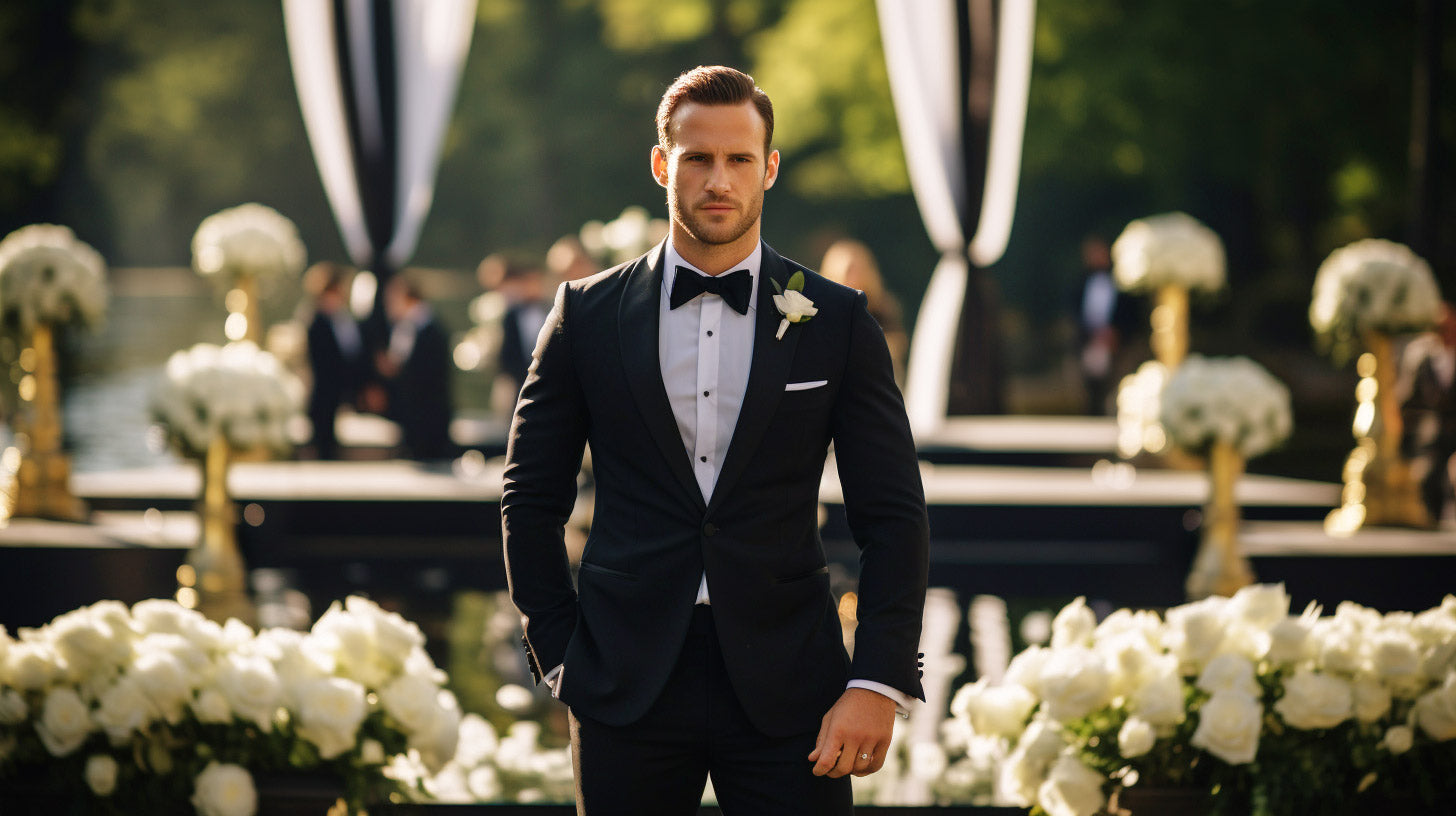 Man in a custom tailored wedding suit highligting the benefits of fit, quality and personalisation