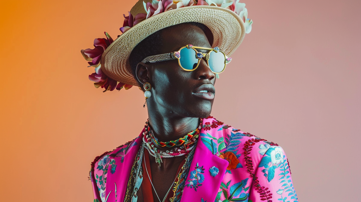 Man wearing an outfit with mismatched patterns and clashing colours, demonstrating the mistake of poor coordination in menswear.