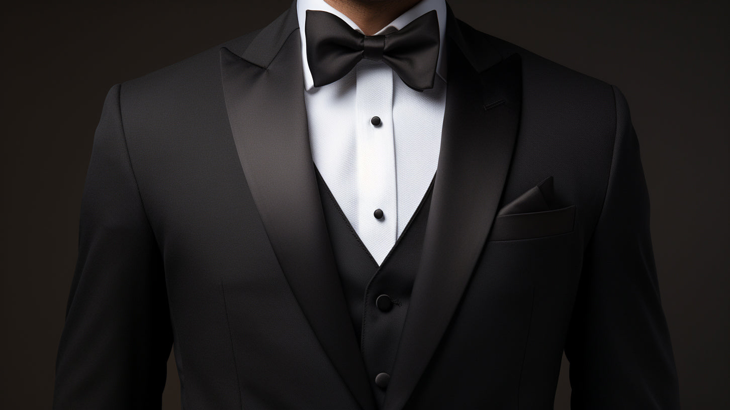 Custom-tailored black tie tuxedo by Westwood Hart for timeless elegance and individual style.