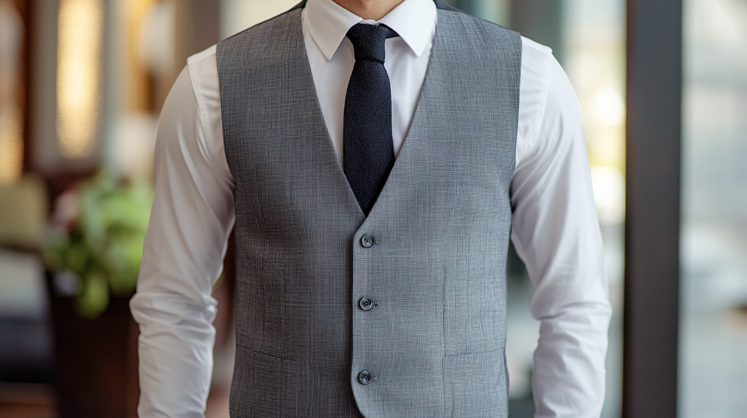 Custom tailored V-cut vest with gray suit