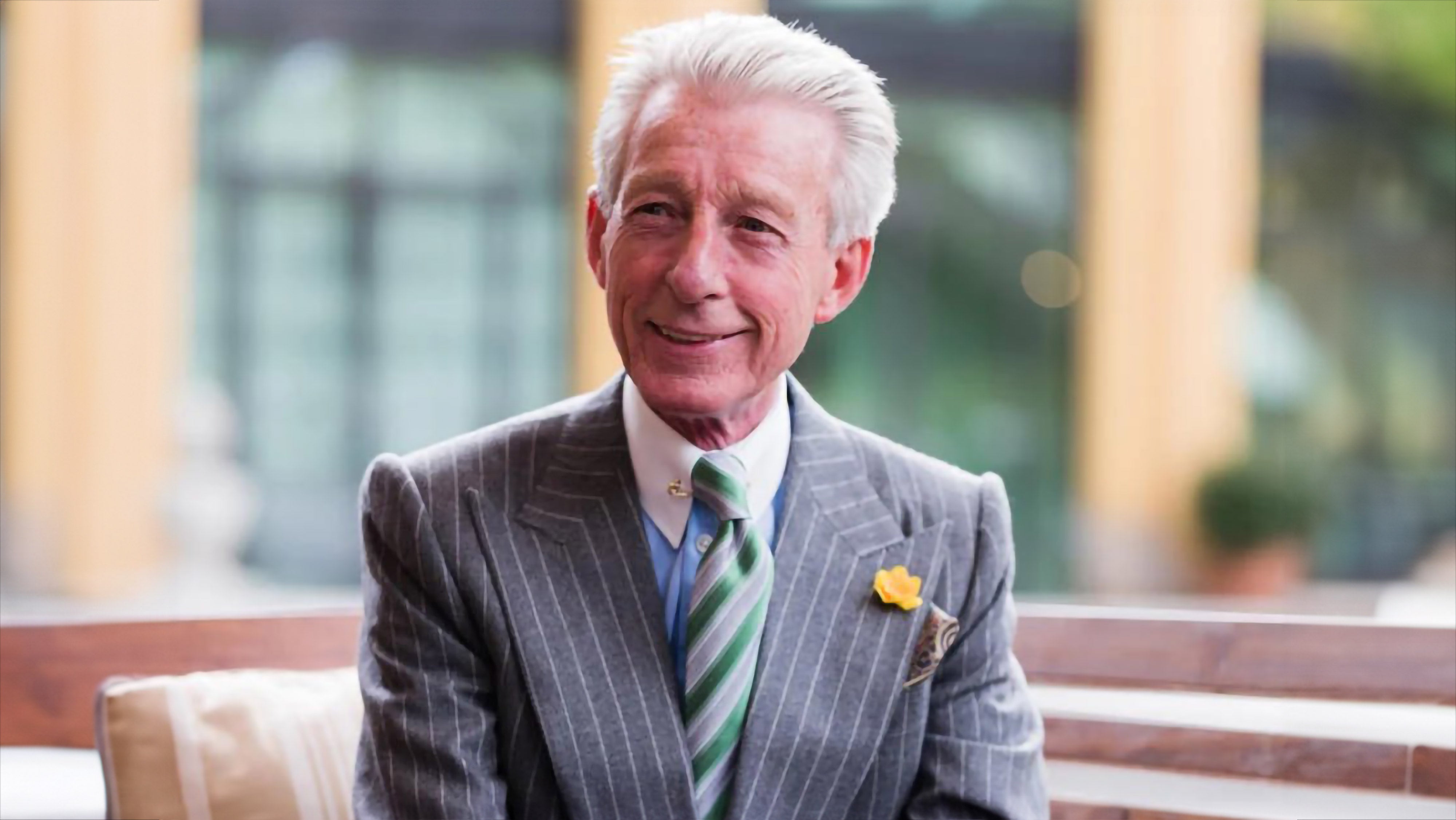 Edward Sexton, influential figure in bespoke tailoring and menswear, in a custom suit