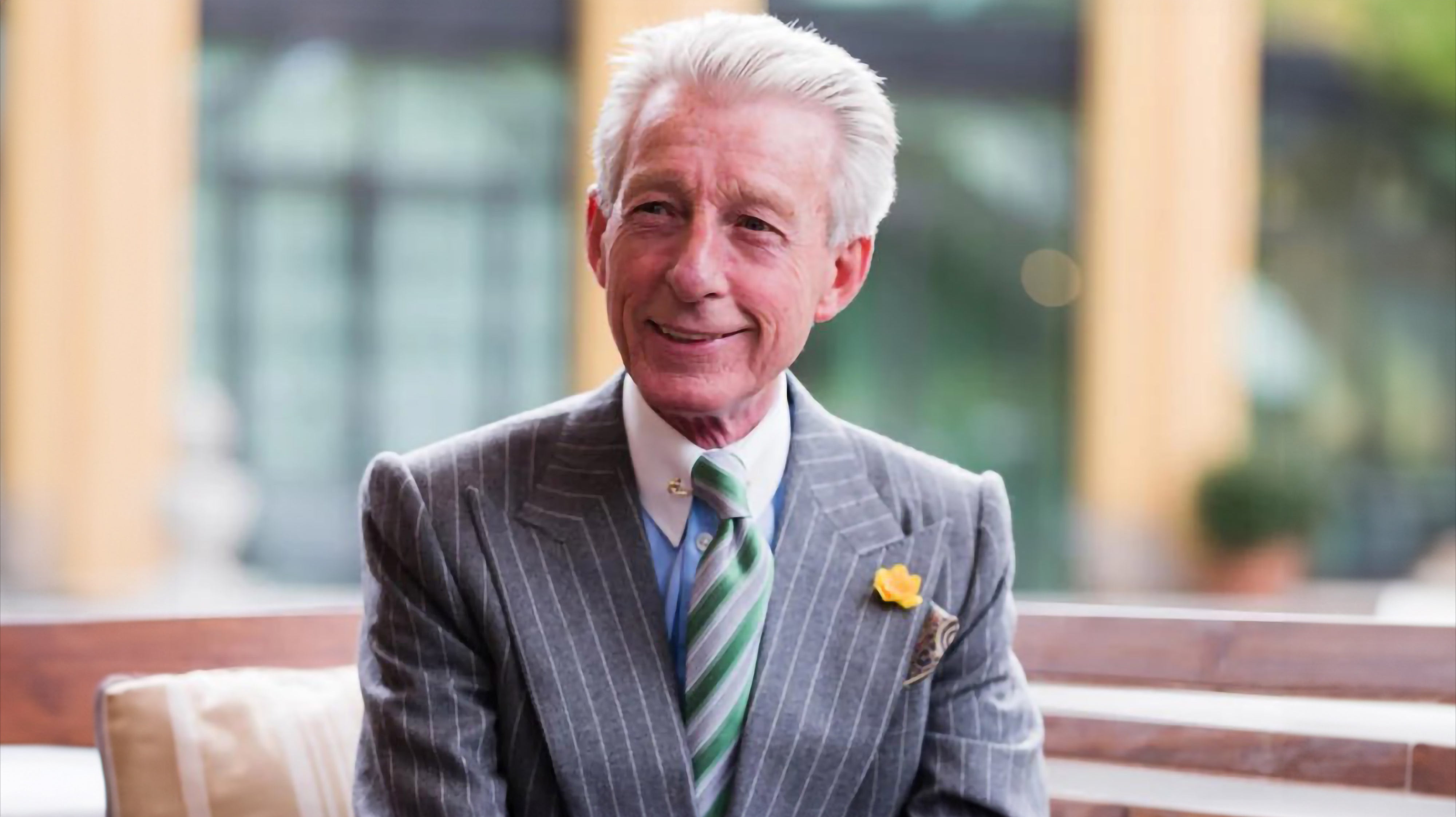 Edward Sexton, influential figure in bespoke tailoring and menswear, in a custom suit