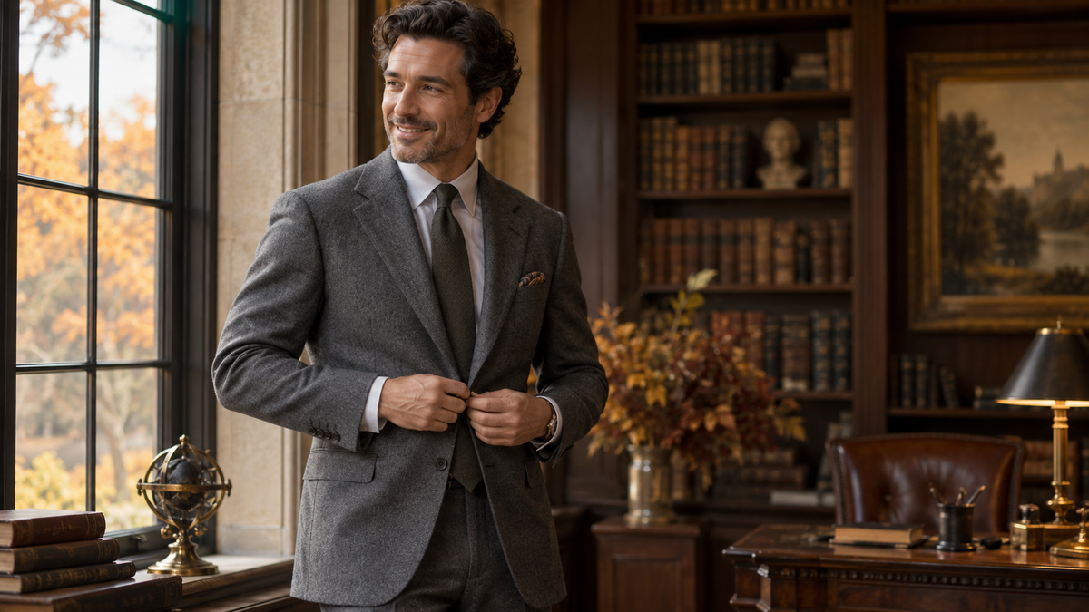Flannel suit fabric guide for grey chalkstripe and glen check tailoring