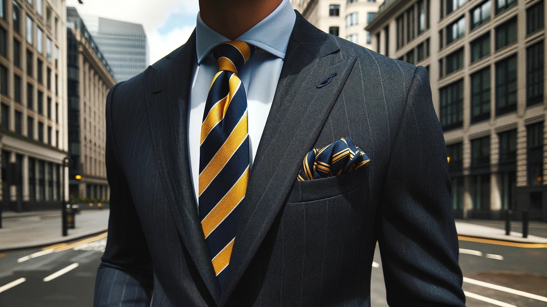 Golden yellow tie styled for a business casual outfit