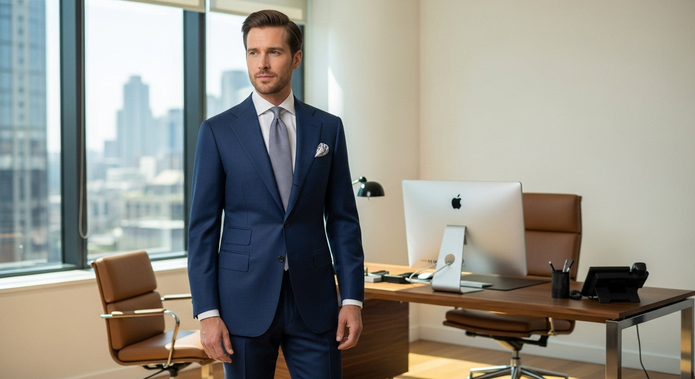 Complete guide to building the perfect suit 2025 featuring bespoke tailoring techniques, merino wool suit materials, custom suit construction, modern suit trends, navy blue suit styling, and essential menswear tailoring principles for gentleman style