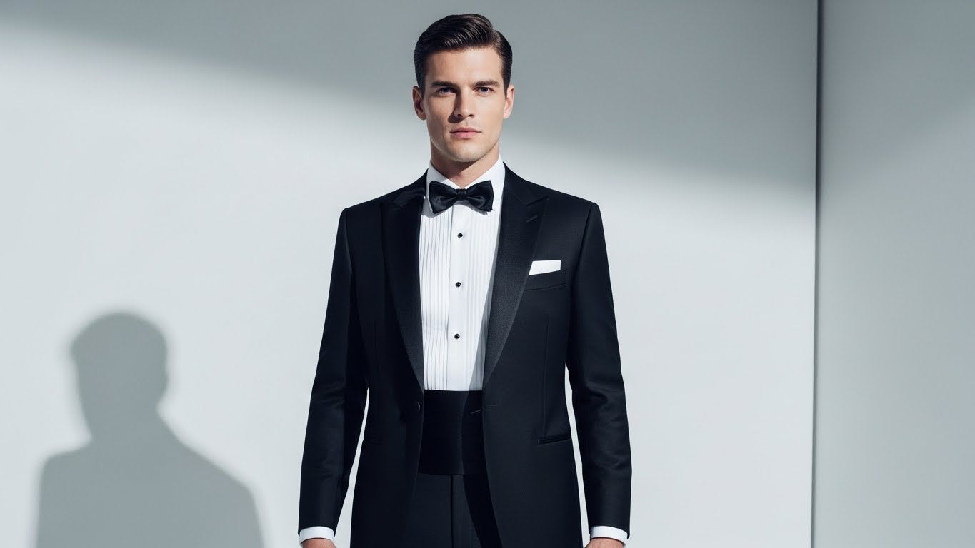 Men's dress code guide showing formal evening wear