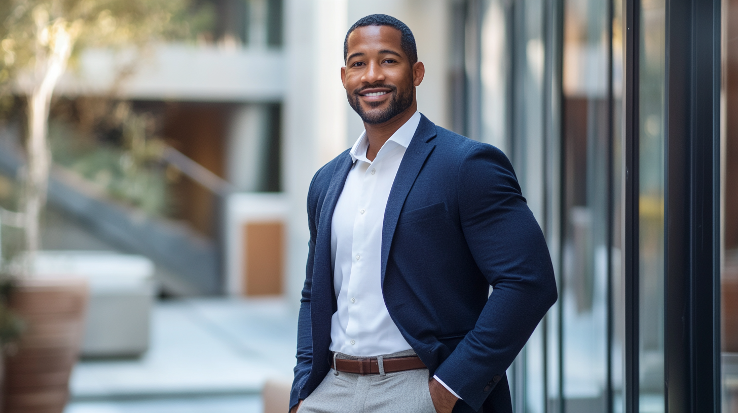 Man wearing perfectly fitted casual business attire demonstrating simple style improvements for modern fashion guide