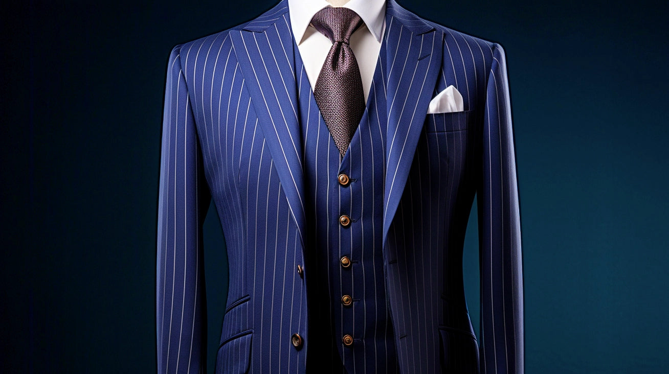 An array of men's tailored suits showcasing different styles, from classic single-breasted jackets to modern bespoke designs with unique lapels and buttons.