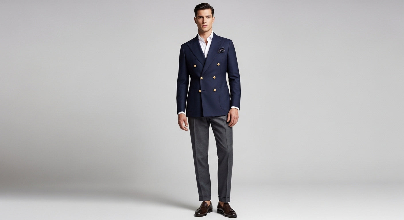 Navy blazer outfits for seven different occasions from casual to formal