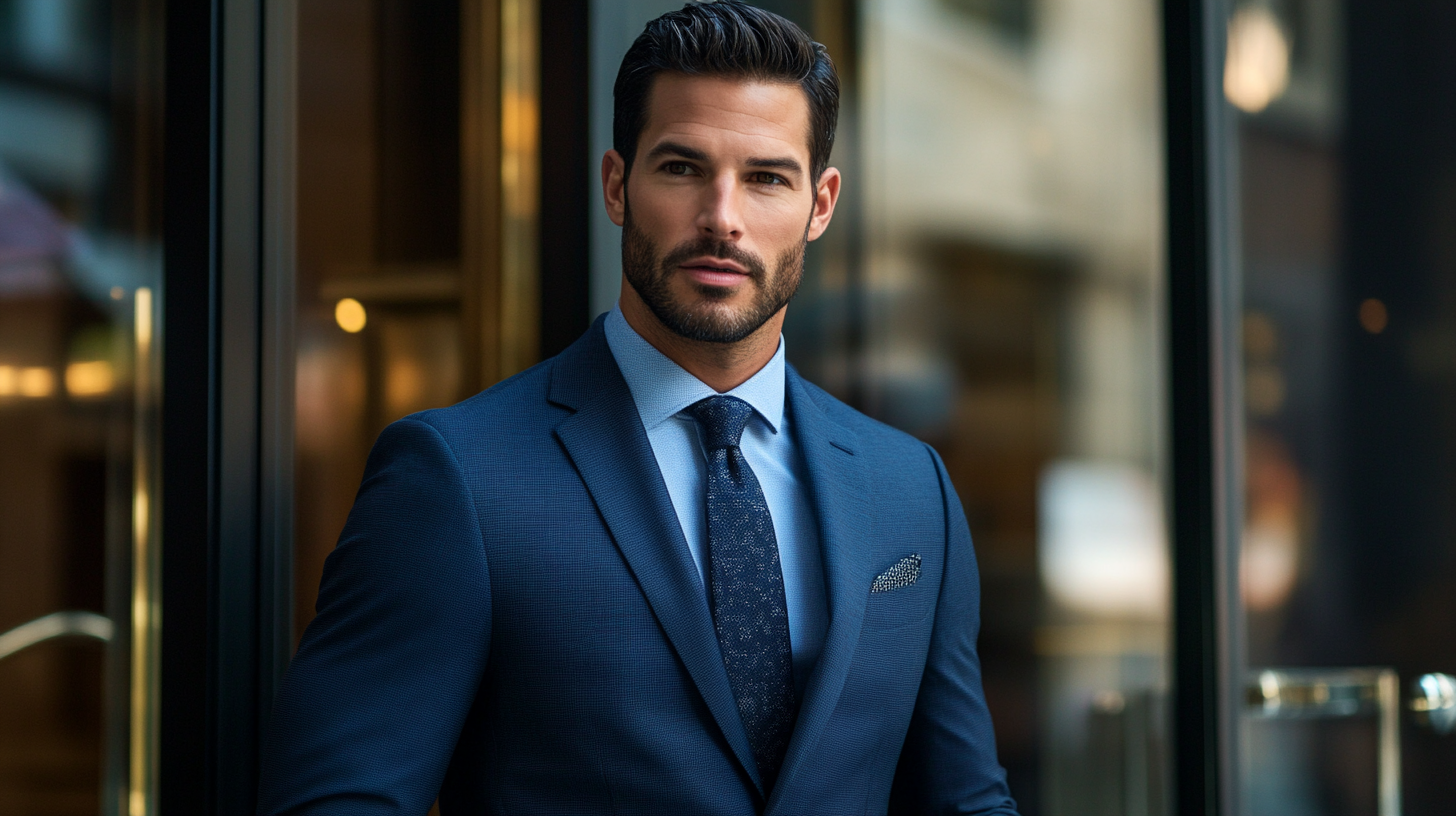 Navy and charcoal business suits foundation collection professional menswear essential colors formal workplace attire corporate wear