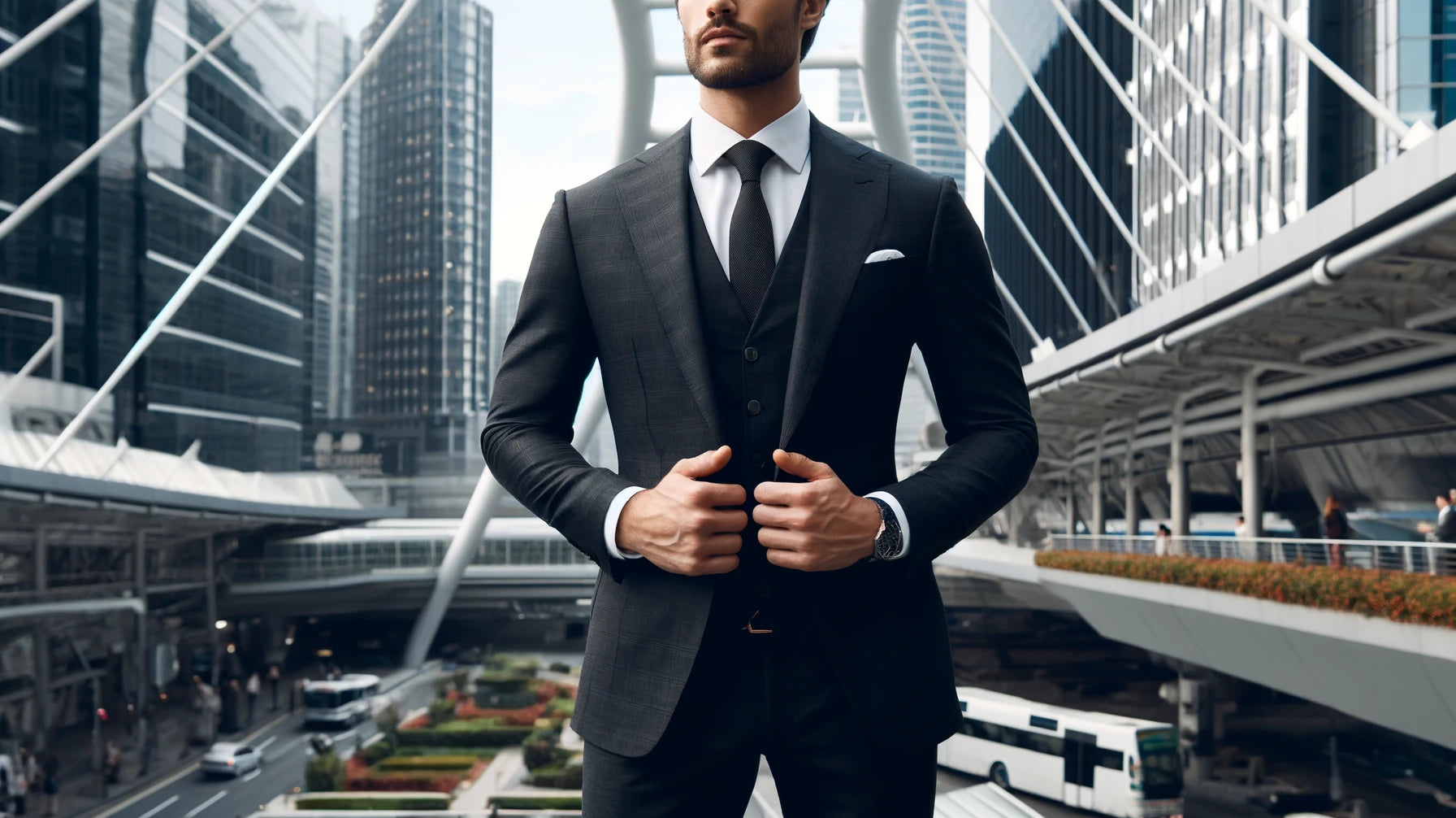 A man in a custom-tailored suit, exuding confidence and professionalism.