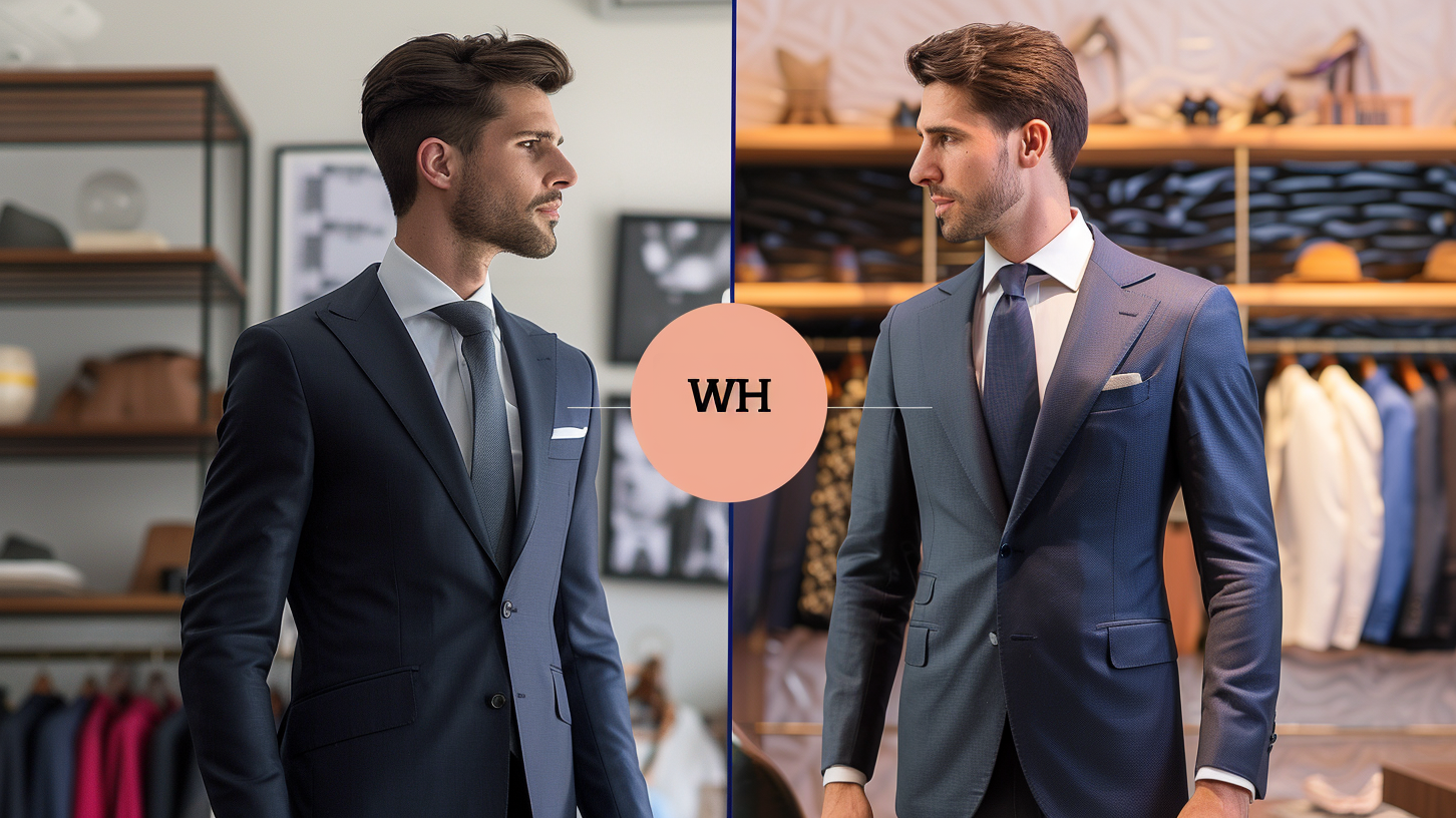 Man comparing different suit fits