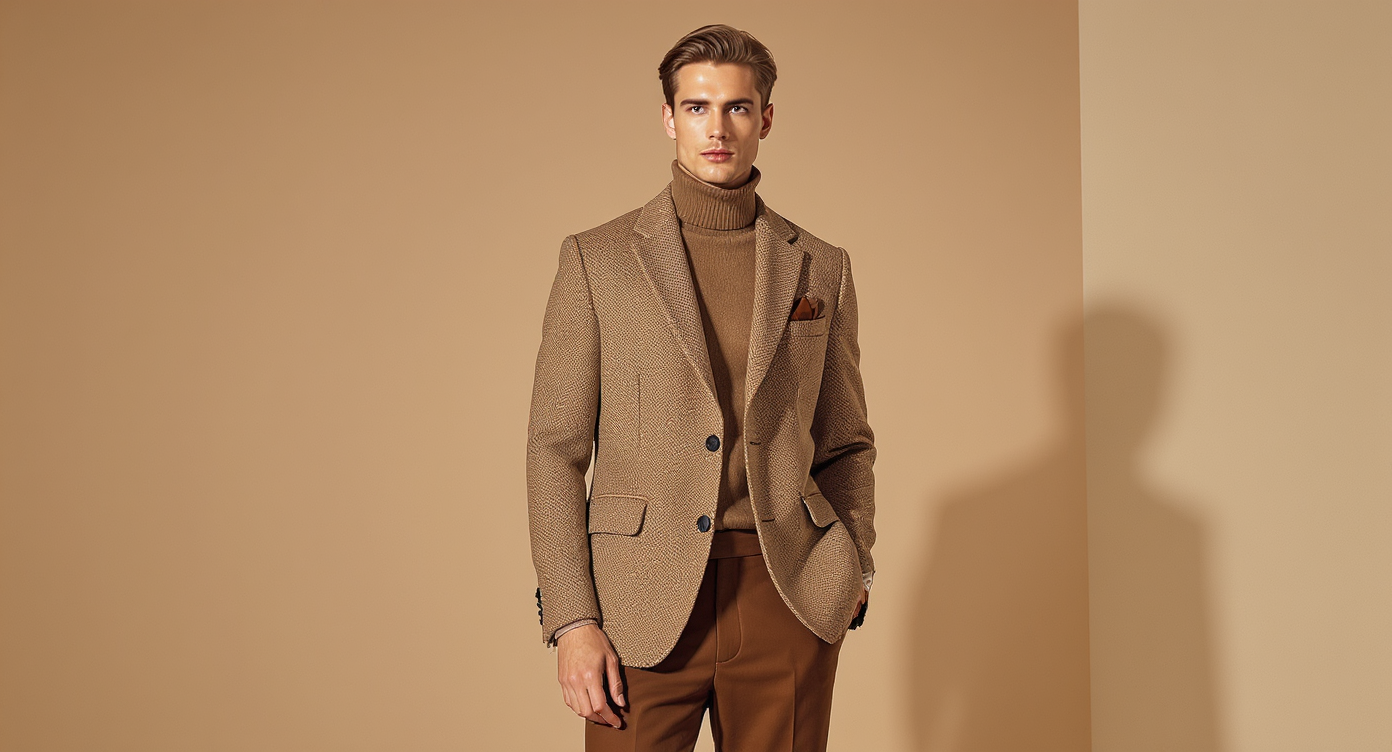 Tweed season styles 2025 mens autumn fashion featuring light brown tweed jacket navy chinos cream shirt earthy tones fashion menswear autumn styling guide