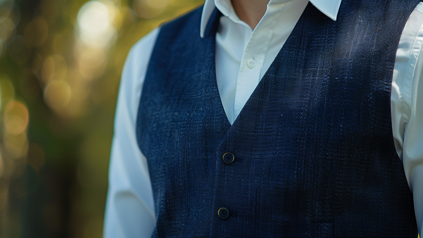 Close-fitted waistcoat showing detailed fit to the torso