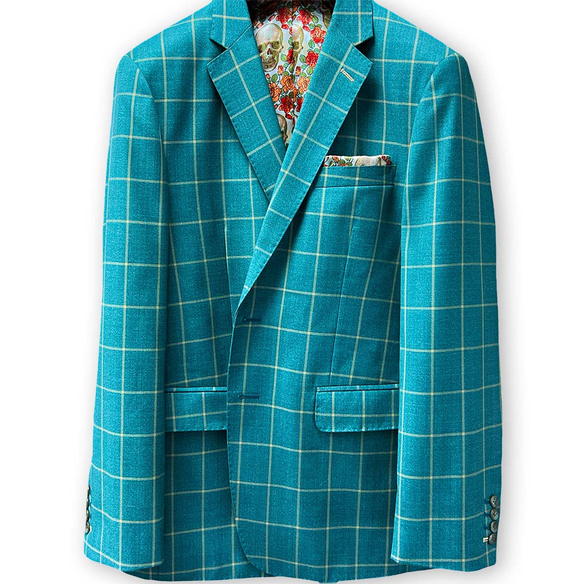 Custom Carribean Green Windowpane Sportcoat for men