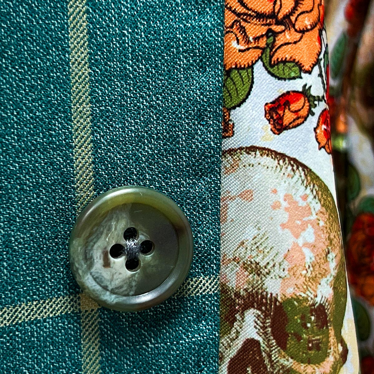 Close-up view of Carribean Green Windowpane Sportcoat for men