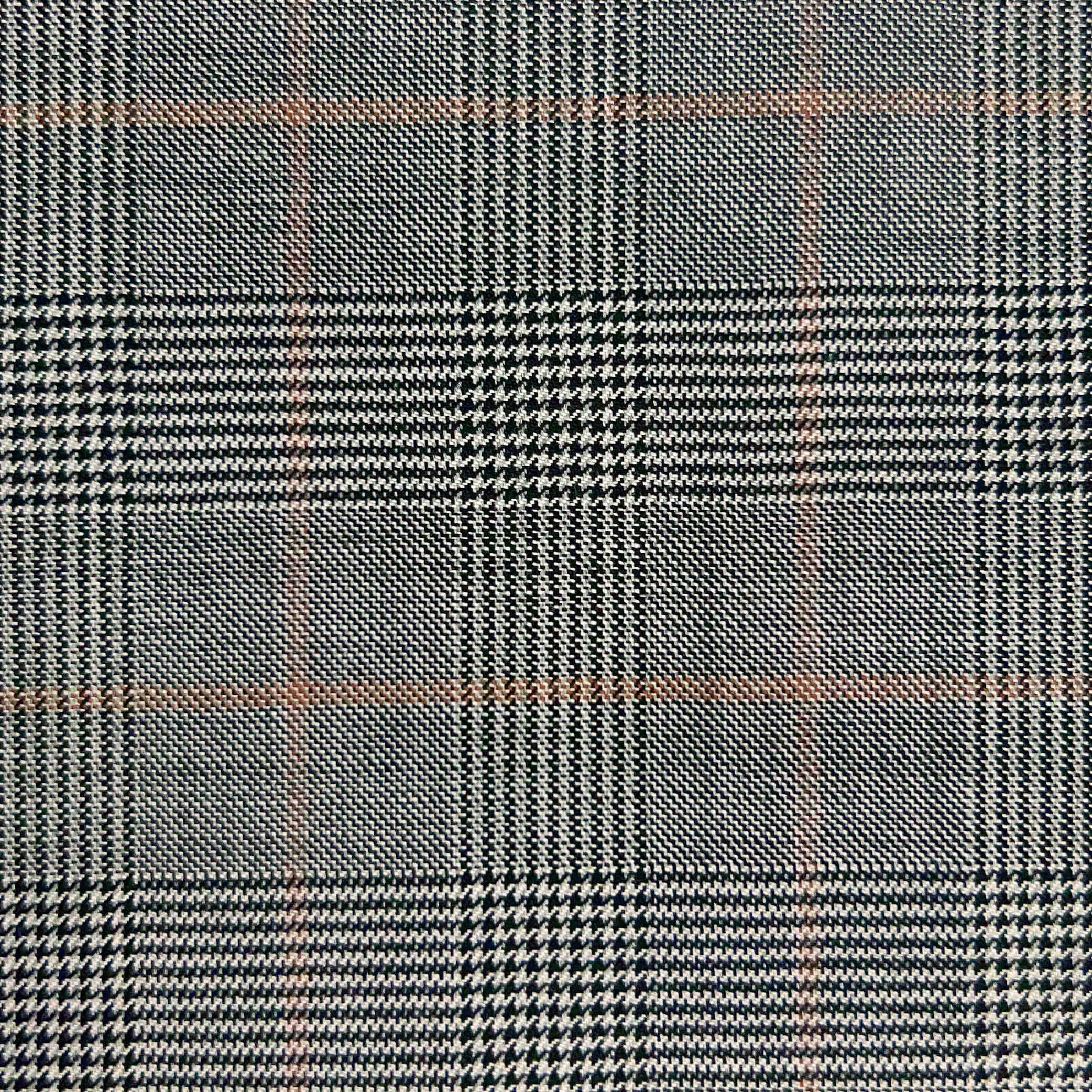 Westwood Hart Online Custom Hand Tailor Suits Sportcoats Trousers Waistcoats Overcoats Grey Rustic Orange WINDOWPANE PRINCE OF WALES GLEN PLAID Design