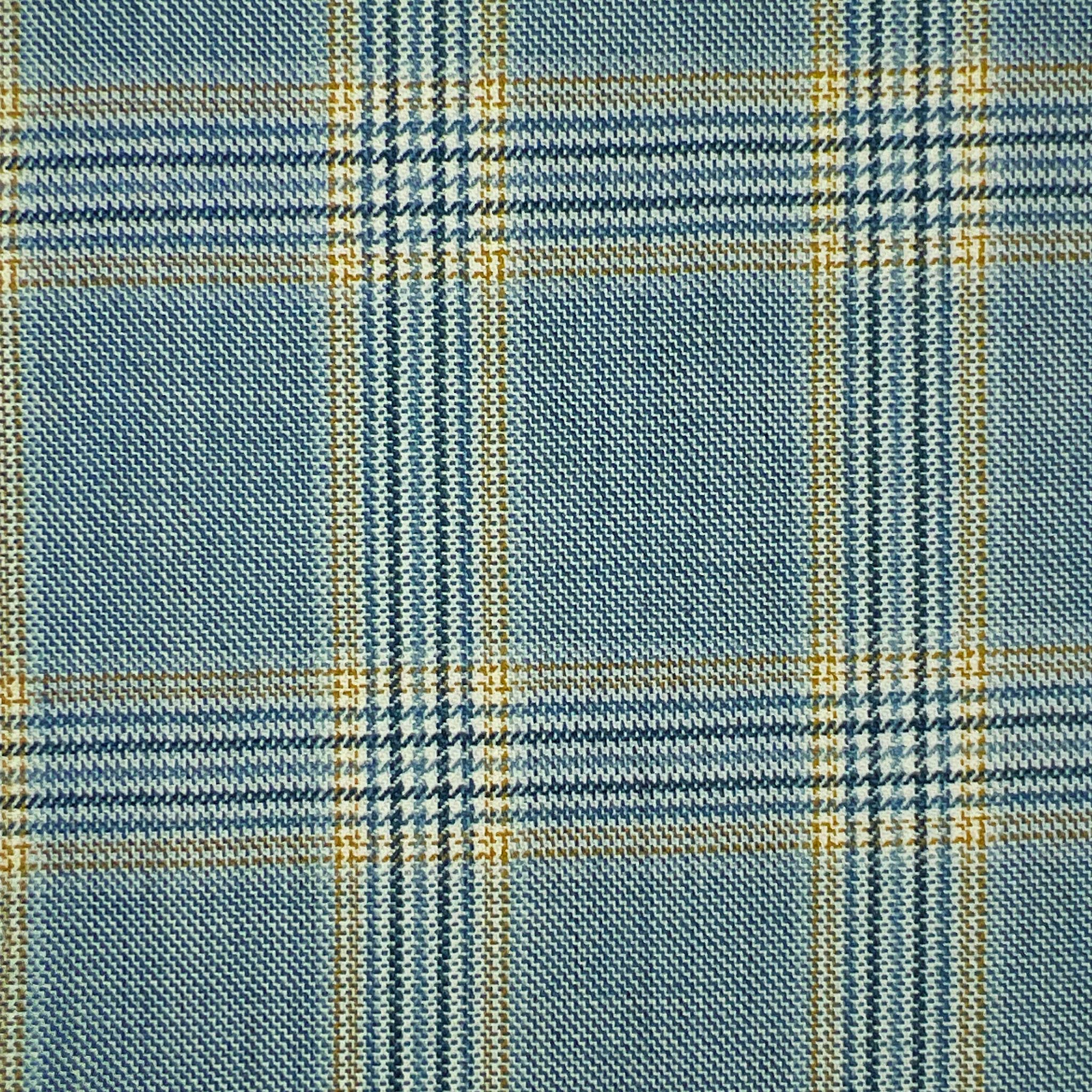 Westwood Hart Online Custom Hand Tailor Suits Sportcoats Trousers Waistcoats Overcoats Light Blue Prince Of Wales Plaid Bronze Windowpane