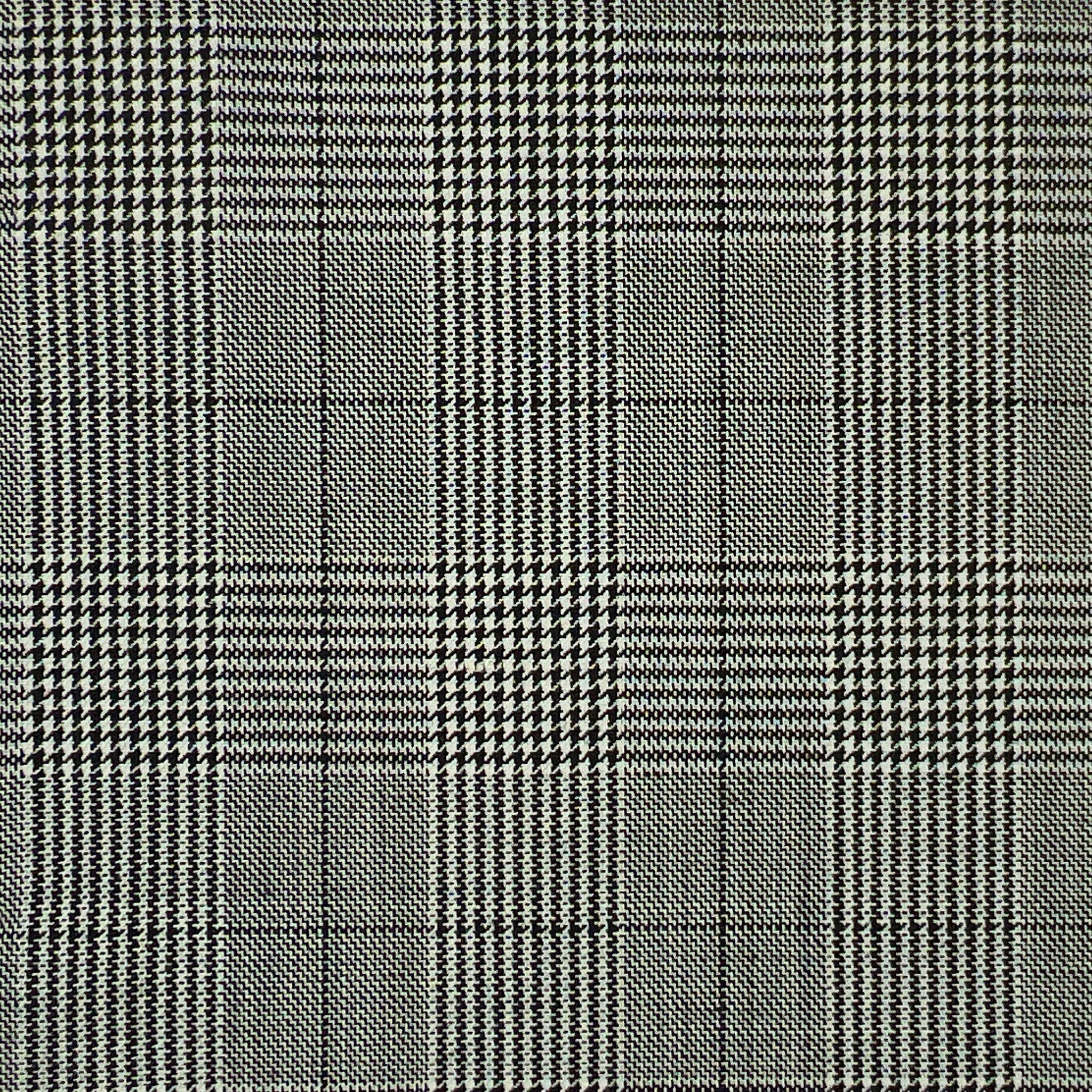 Prince Of Wales Plaid Black Windowpane Wool Menswear Suit