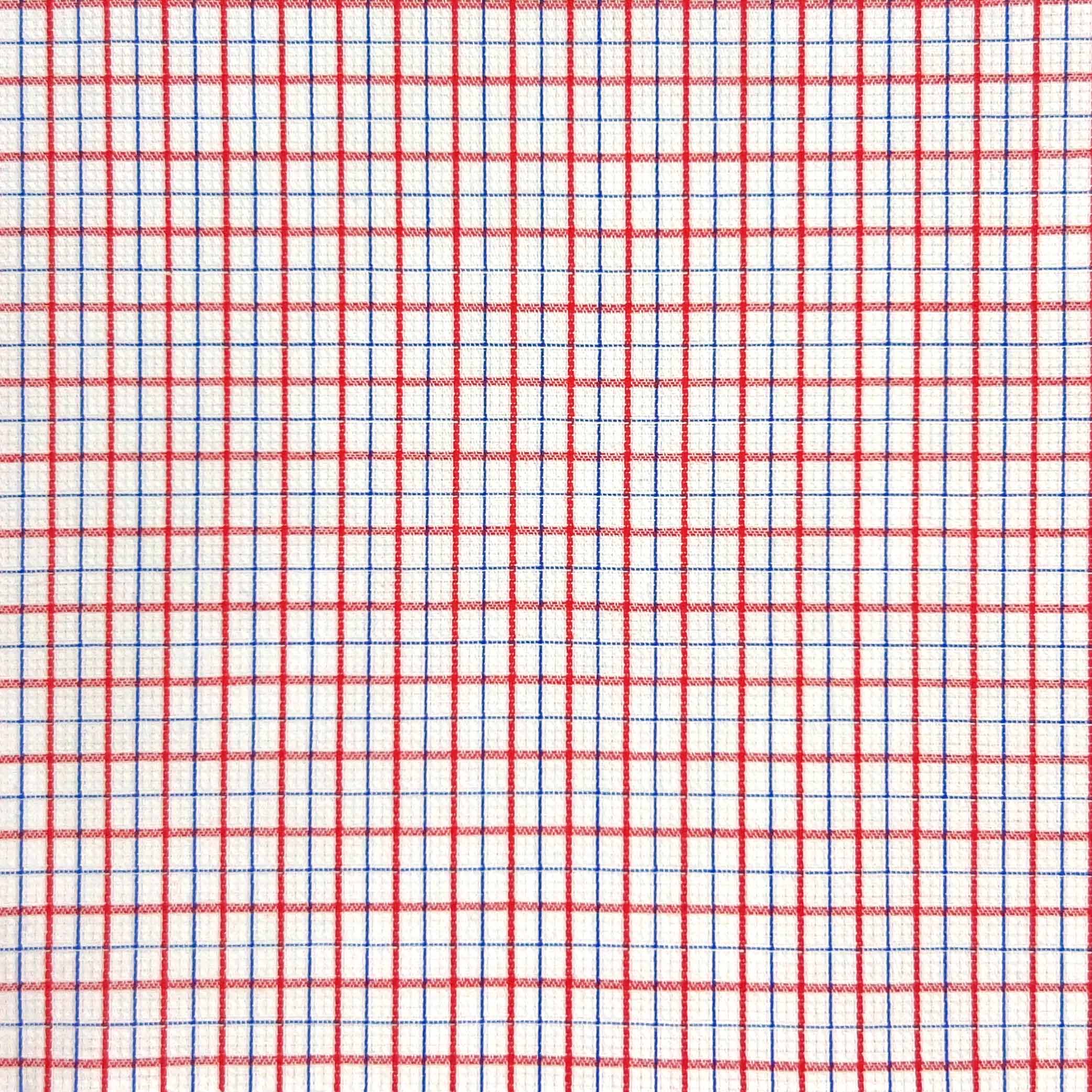 Red w/ Navy Blue Mini Grid Check Giza 45 Egyptian Cotton Dress Shirt Cloth