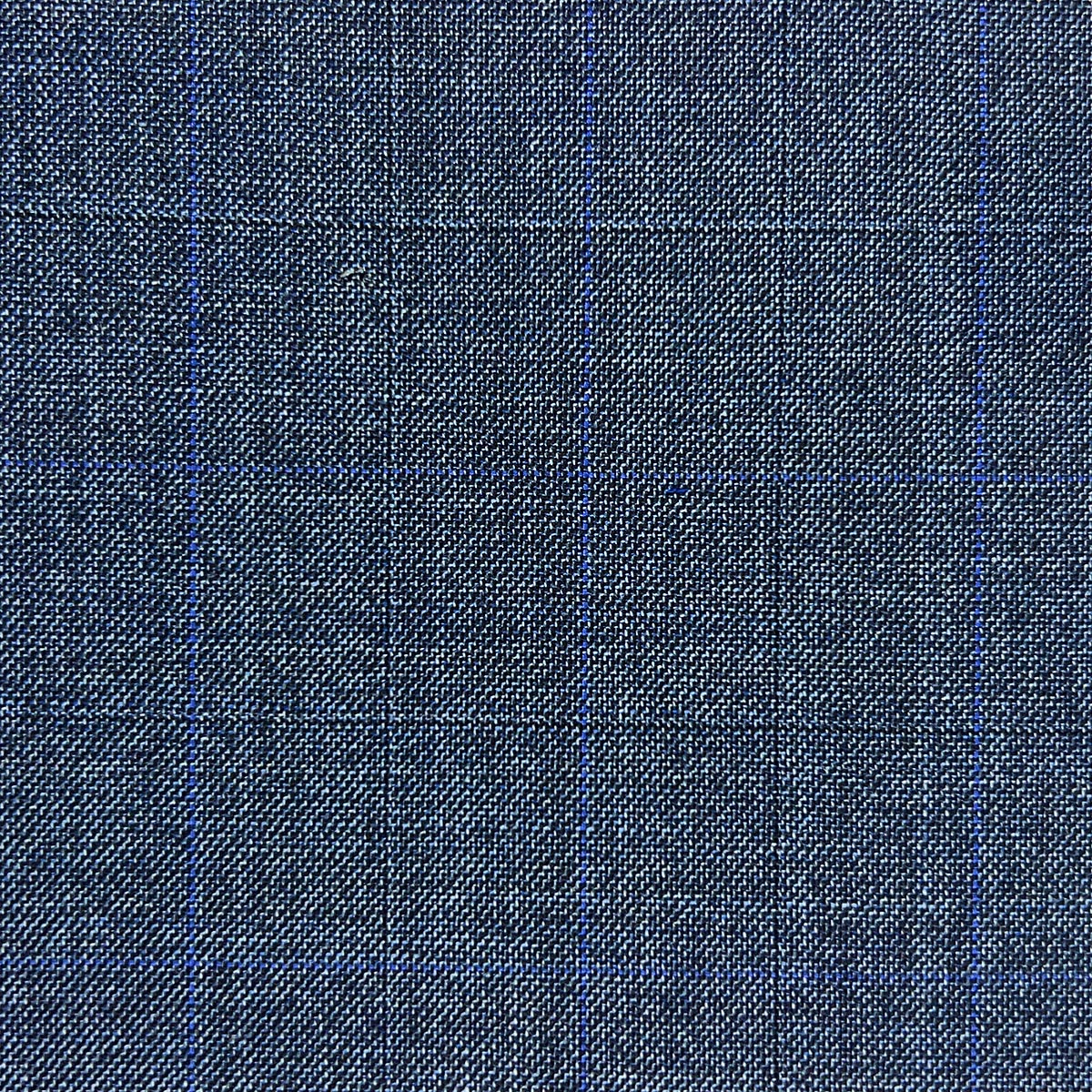 Westwood Hart men's custom suit in Steel Blue Windowpane bamboo fabric