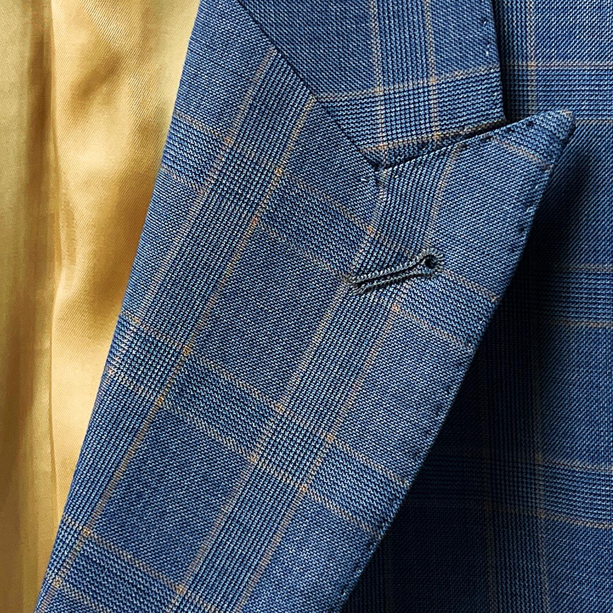 Bemberg lining provides breathability and comfort in this stone blue suit.