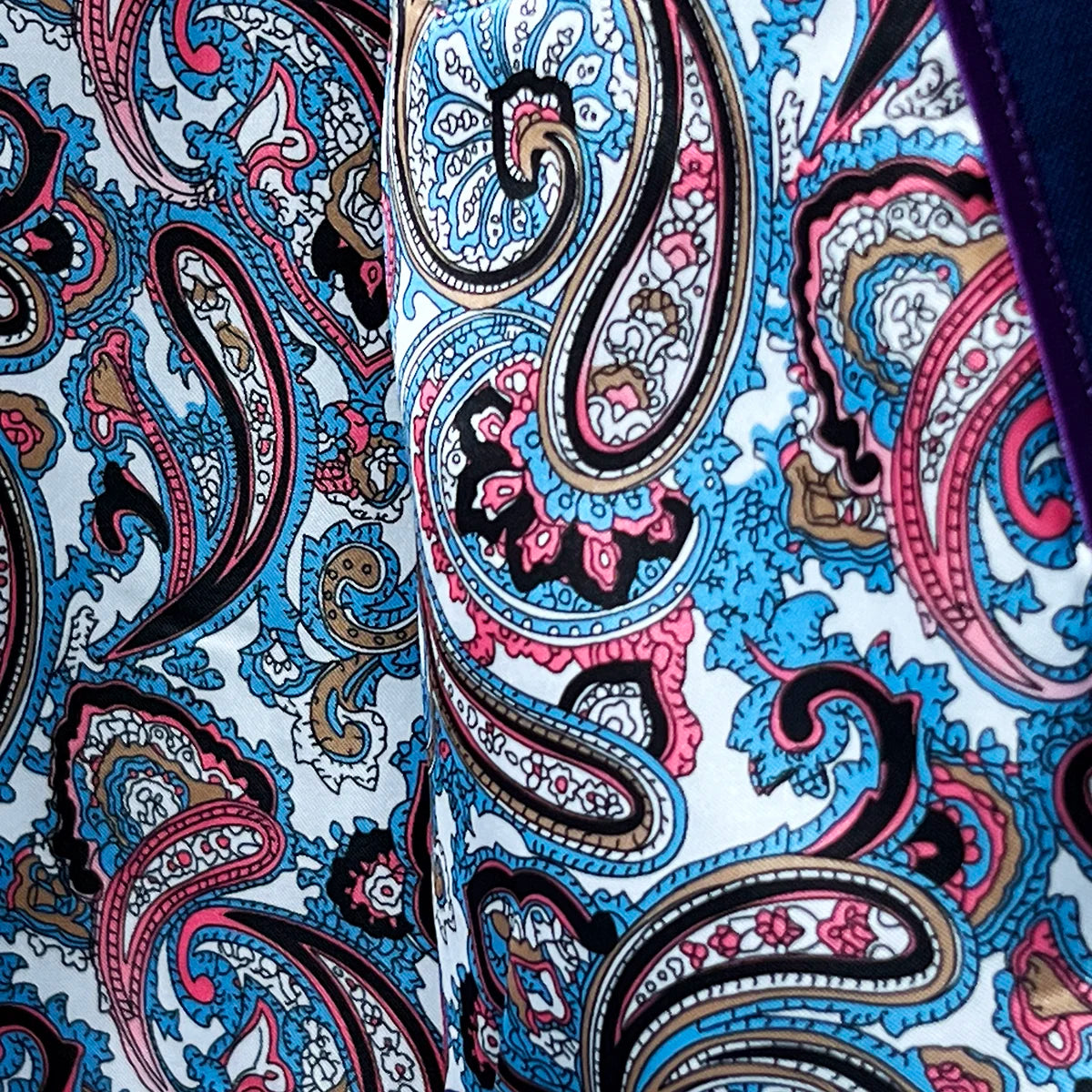 Image showing the flash linings of the suit in the vibrant multi-color fancy paisley pattern.
