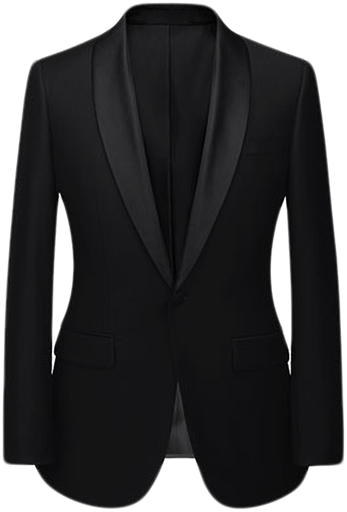 Black One Button Shawl Lapel Tuxedo Jacket