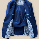 blue birdseye jacket pant view