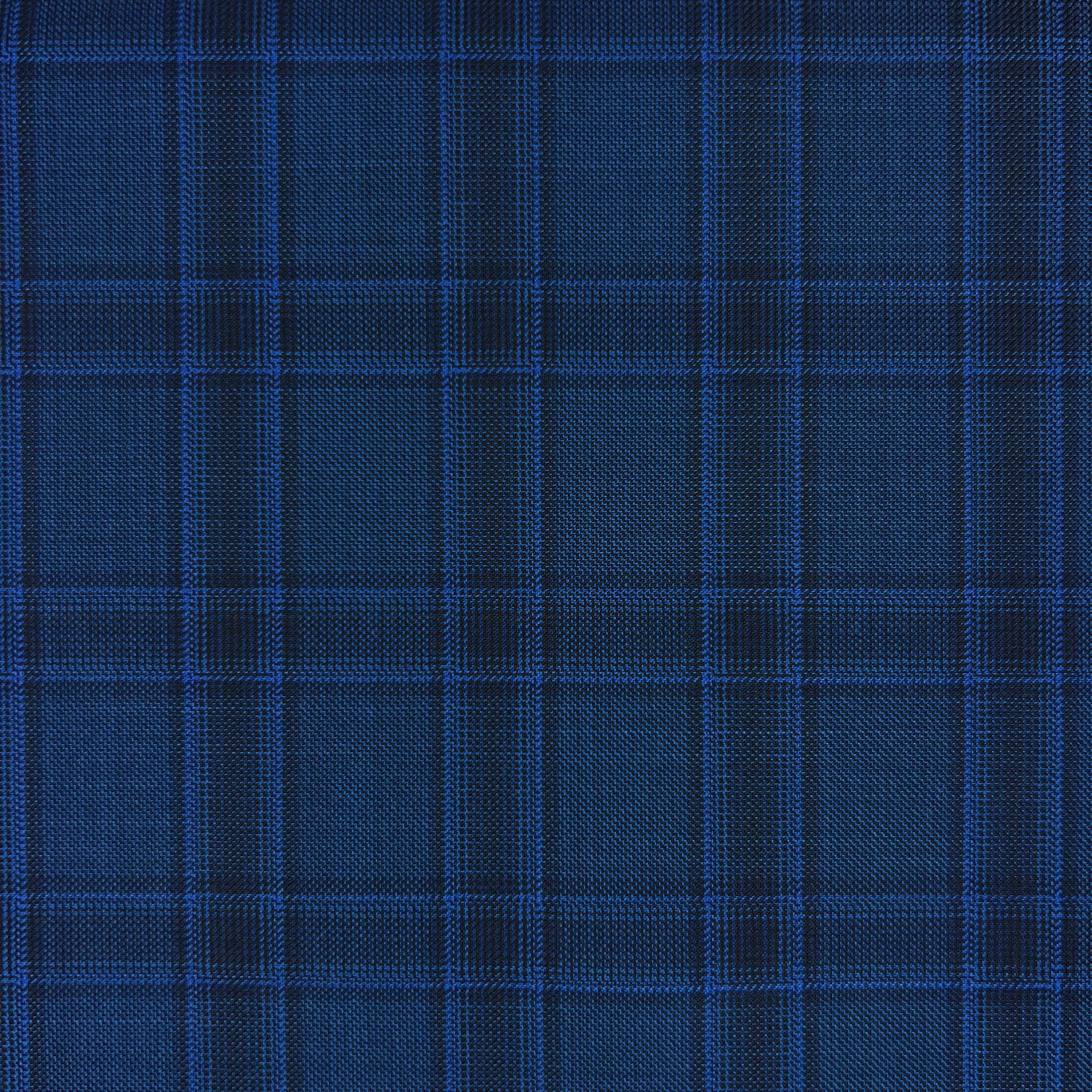 Custom tailor-made blue checkered plaid sportcoat, ideal for work or weddings.