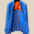 Full inside jacket lining view of the sportcoat, highlighting the striking bemberg orange lining and half-lined design.
