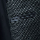 Close-up of bemberg silk lining texture and stitching detail