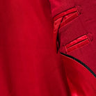 Liner providing additional comfort and a well-tailored fit on a scarlet red, solid plain color suit.
