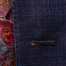 Macro shot of pick stitching detail around buttonhole