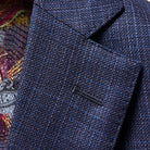 -up of notch lapel construction with pick stitching detail