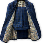 Westwood Hart suit in dark blue and brown plaid for men seeking alterations near them.