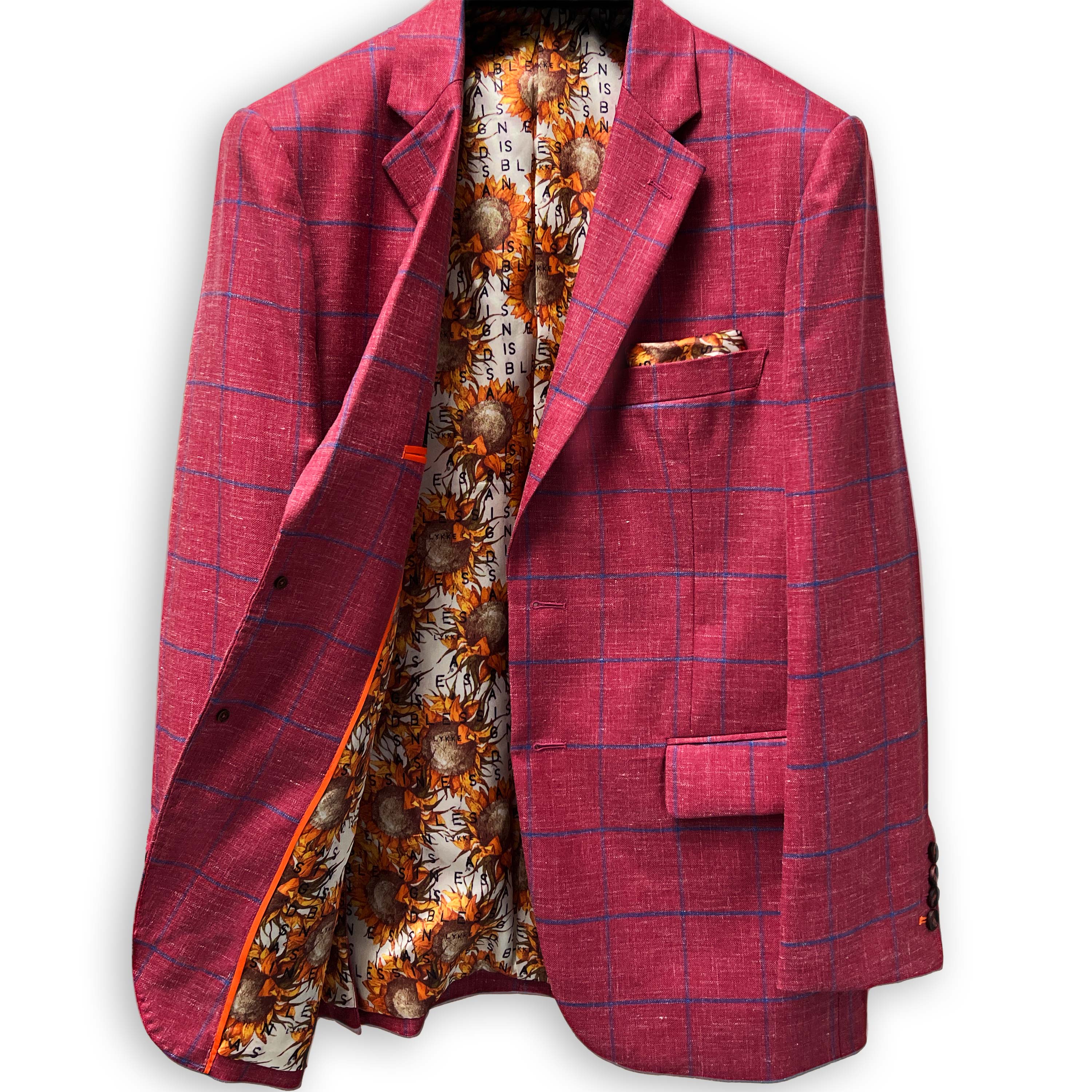 Exquisite hand-tailored rust maroon sportcoat, a symbol of fashionable suit trends for 2023.