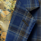 Westwood Hart suit for men in dark blue with brown plaid, made from 100% Australian Merino wool.