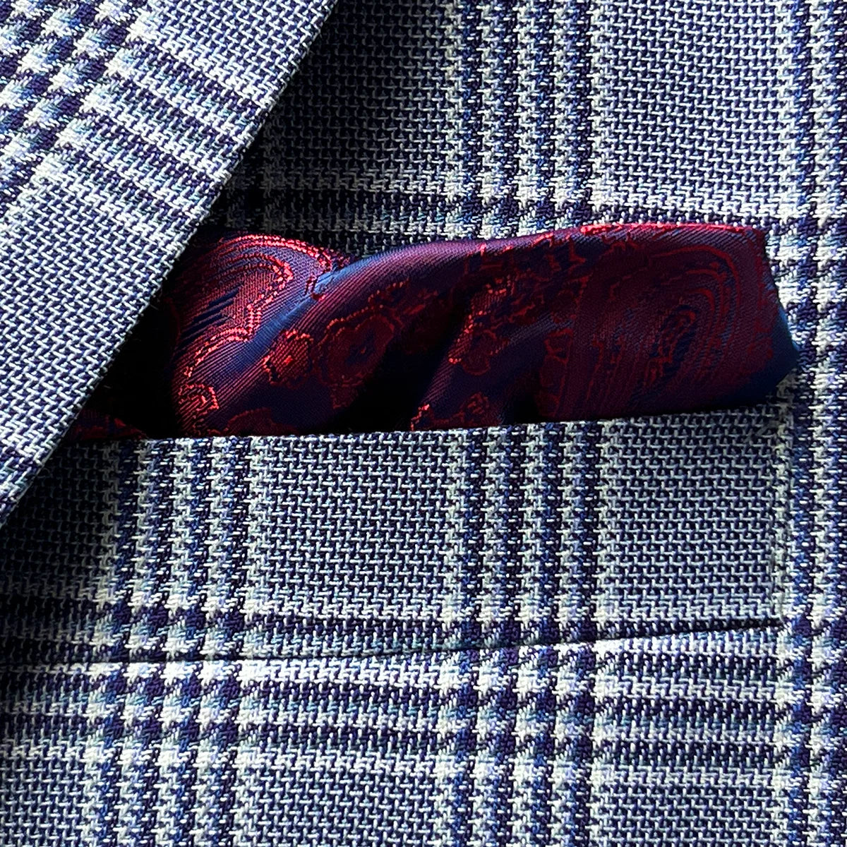 Breast pocket detail showing pocket square placement option