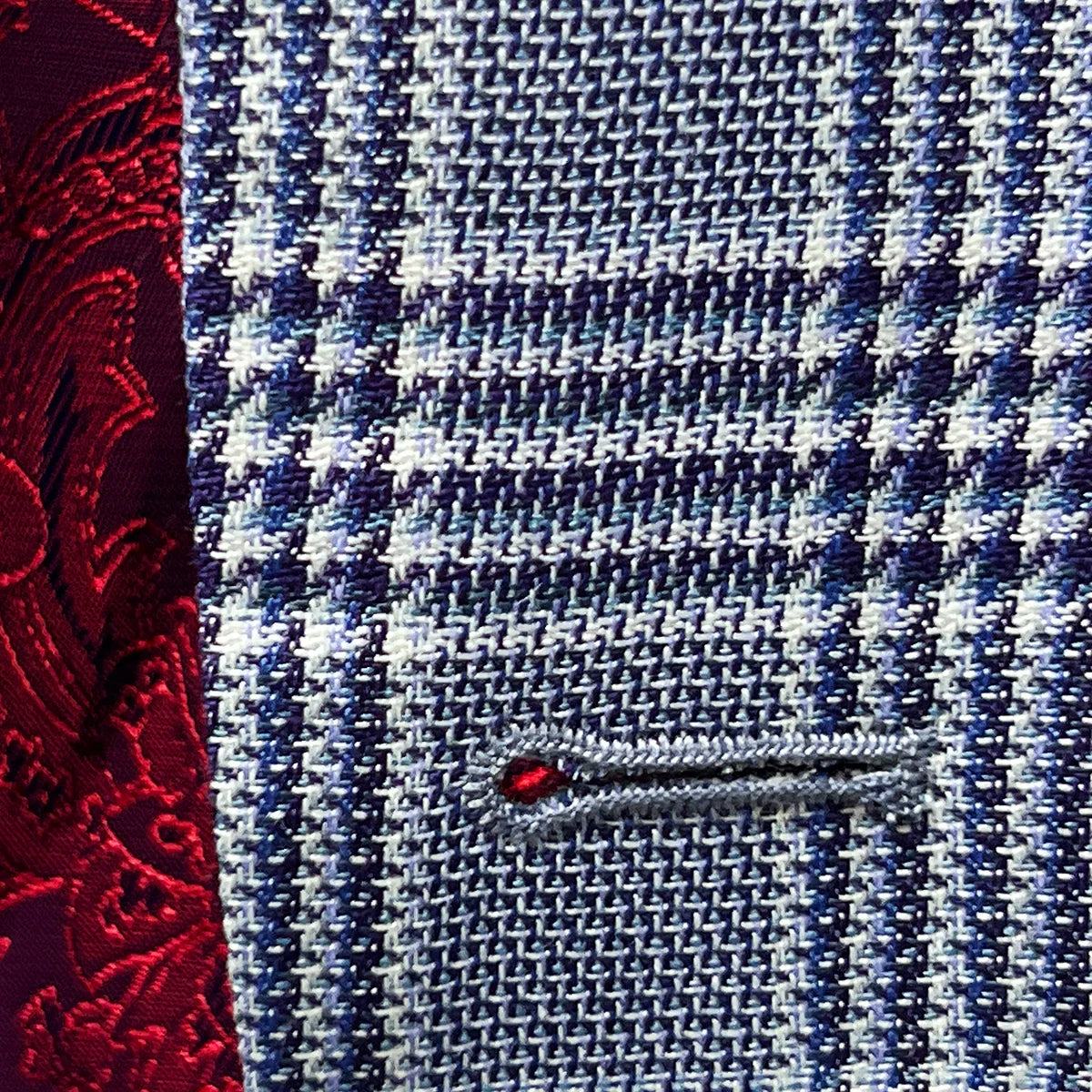 Macro shot of precise buttonhole stitching detail