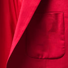 Full canvas construction enhancing the suit's structure and drape on a scarlet red, solid plain color suit.