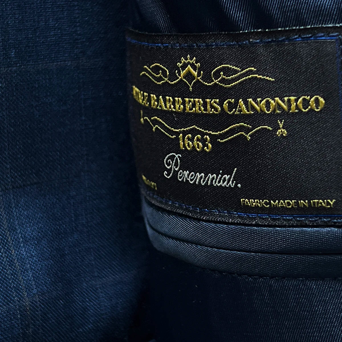 Label detail showing Italian fabric origin