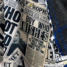 Flash lining view of the Harry Potter newspaper theme inside the Westwood Hart sportcoat.