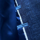 Close-up of royal blue silk bemberg lining texture and sheen