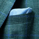 Dark green Westwood Hart windowpane sport coat with built-in pocket square, adding a touch of sophistication